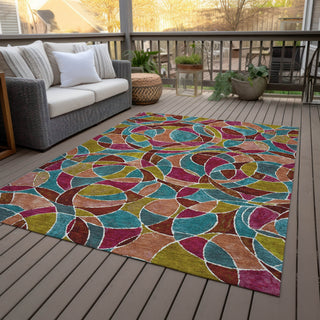 Piper Looms Chantille Geometric ACN2208 Merlot Machine Washable Area Rug Outdoor Lifestyle Image Feature