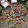 Piper Looms Chantille Geometric ACN2208 Merlot Machine Washable Area Rug Round Outdoor Lifestyle Image Feature