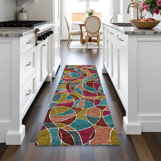 Piper Looms Chantille Geometric ACN2208 Merlot Machine Washable Area Rug Runner Lifestyle Image Feature