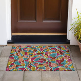 Piper Looms Chantille Geometric ACN2208 Merlot Machine Washable Area Rug Scatter Outdoor Lifestyle Image Feature