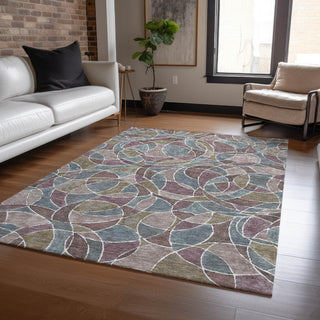 Piper Looms Chantille Geometric ACN2208 Plum Machine Washable Area Rug Lifestyle Image Feature