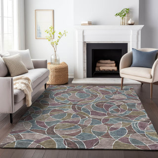 Piper Looms Chantille Geometric ACN2208 Plum Machine Washable Area Rug Lifestyle Image Feature