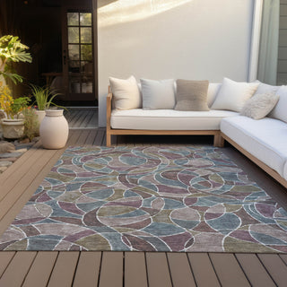 Piper Looms Chantille Geometric ACN2208 Plum Machine Washable Area Rug Outdoor Lifestyle Image Feature