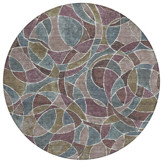 Piper Looms Chantille Geometric ACN2208 Plum Machine Washable Area Rug Round Main Image