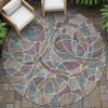 Piper Looms Chantille Geometric ACN2208 Plum Machine Washable Area Rug Round Outdoor Lifestyle Image Feature