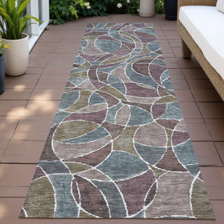 Piper Looms Chantille Geometric ACN2208 Plum Machine Washable Area Rug Runner Outdoor Lifestyle Image Feature