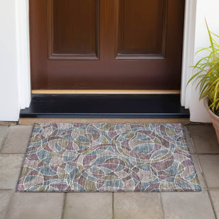 Piper Looms Chantille Geometric ACN2208 Plum Machine Washable Area Rug Scatter Outdoor Lifestyle Image Feature