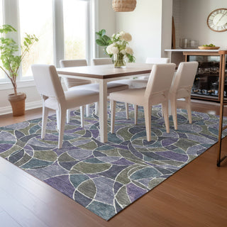 Piper Looms Chantille Geometric ACN2208 Purple Machine Washable Area Rug Lifestyle Image Feature