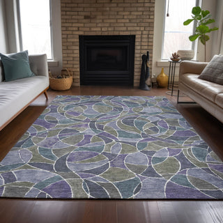 Piper Looms Chantille Geometric ACN2208 Purple Machine Washable Area Rug Lifestyle Image Feature