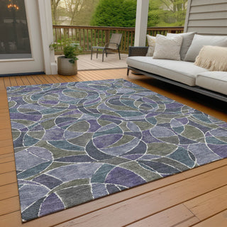 Piper Looms Chantille Geometric ACN2208 Purple Machine Washable Area Rug Outdoor Lifestyle Image Feature