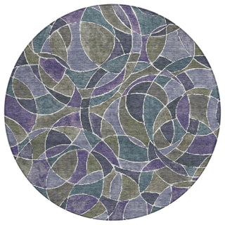 Piper Looms Chantille Geometric ACN2208 Purple Machine Washable Area Rug Round Main Image