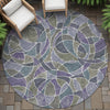 Piper Looms Chantille Geometric ACN2208 Purple Machine Washable Area Rug Round Outdoor Lifestyle Image Feature