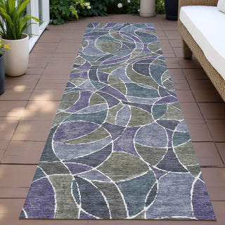 Piper Looms Chantille Geometric ACN2208 Purple Machine Washable Area Rug Runner Outdoor Lifestyle Image Feature