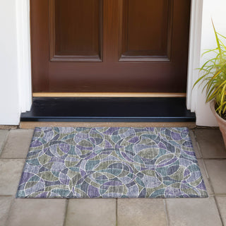 Piper Looms Chantille Geometric ACN2208 Purple Machine Washable Area Rug Scatter Outdoor Lifestyle Image Feature