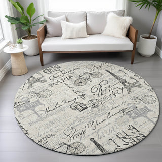 Piper Looms Chantille Novelty ACN2209 Beige Machine Washable Area Rug Round Lifestyle Image Feature
