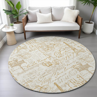 Piper Looms Chantille Novelty ACN2209 Gold Machine Washable Area Rug Round Lifestyle Image Feature