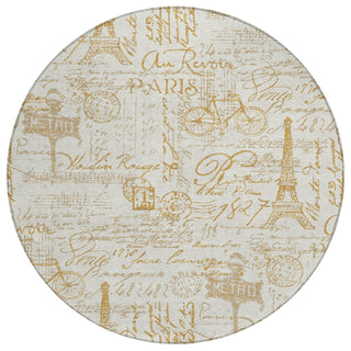 Piper Looms Chantille Novelty ACN2209 Gold Machine Washable Area Rug Round Main Image
