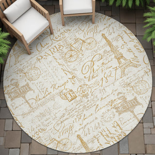 Piper Looms Chantille Novelty ACN2209 Gold Machine Washable Area Rug Round Outdoor Lifestyle Image Feature