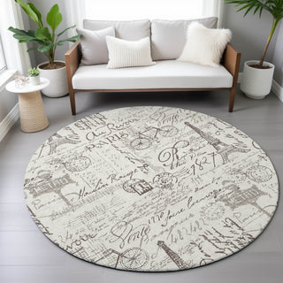 Piper Looms Chantille Novelty ACN2209 Linen Machine Washable Area Rug Round Lifestyle Image Feature