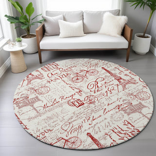 Piper Looms Chantille Novelty ACN2209 Red Machine Washable Area Rug Round Lifestyle Image Feature