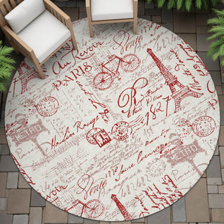 Piper Looms Chantille Novelty ACN2209 Red Machine Washable Area Rug Round Outdoor Lifestyle Image Feature