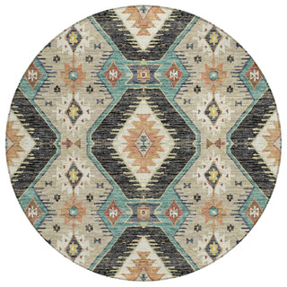 Piper Looms Chantille Moroccan ACN2210 Black Machine Washable Area Rug Round Main Image