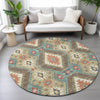 Piper Looms Chantille Moroccan ACN2210 Khaki Machine Washable Area Rug Round Lifestyle Image Feature