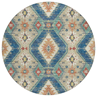 Piper Looms Chantille Moroccan ACN2210 Navy Machine Washable Area Rug Round Main Image