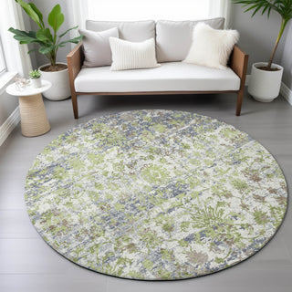 Piper Looms Chantille Modern ACN2211 Aloe Machine Washable Area Rug Round Lifestyle Image Feature