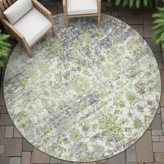 Piper Looms Chantille Modern ACN2211 Aloe Machine Washable Area Rug Round Outdoor Lifestyle Image Feature