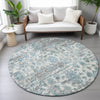 Piper Looms Chantille Modern ACN2211 Denim Machine Washable Area Rug Round Lifestyle Image Feature