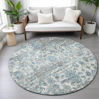 Piper Looms Chantille Modern ACN2211 Denim Machine Washable Area Rug Round Lifestyle Image Feature