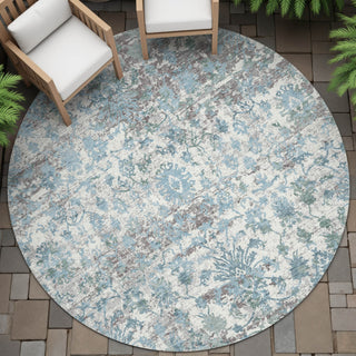 Piper Looms Chantille Modern ACN2211 Denim Machine Washable Area Rug Round Outdoor Lifestyle Image Feature