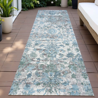 Piper Looms Chantille Modern ACN2211 Denim Machine Washable Area Rug Runner Outdoor Lifestyle Image Feature