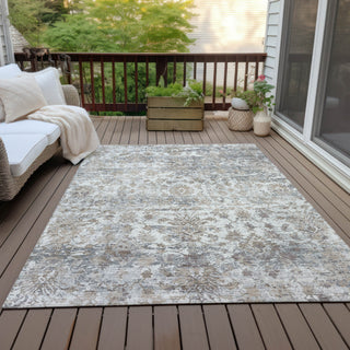 Piper Looms Chantille Modern ACN2211 Taupe Machine Washable Area Rug Outdoor Lifestyle Image Feature