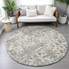 Piper Looms Chantille Modern ACN2211 Taupe Machine Washable Area Rug Round Lifestyle Image Feature