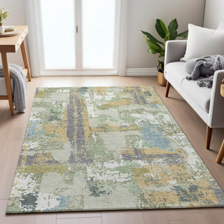 Piper Looms Chantille Abstract ACN2212 Aloe Machine Washable Area Rug Lifestyle Image Feature