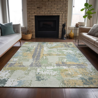 Piper Looms Chantille Abstract ACN2212 Aloe Machine Washable Area Rug Lifestyle Image Feature