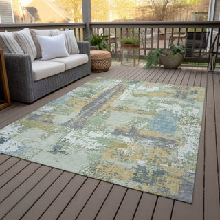 Piper Looms Chantille Abstract ACN2212 Aloe Machine Washable Area Rug Outdoor Lifestyle Image Feature