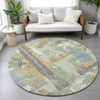 Piper Looms Chantille Abstract ACN2212 Aloe Machine Washable Area Rug Round Lifestyle Image Feature