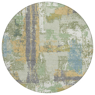 Piper Looms Chantille Abstract ACN2212 Aloe Machine Washable Area Rug Round Main Image