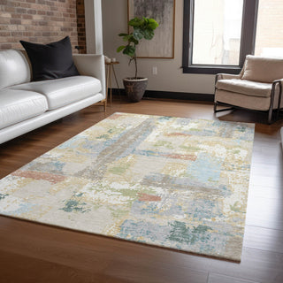 Piper Looms Chantille Abstract ACN2212 Beige Machine Washable Area Rug Lifestyle Image Feature
