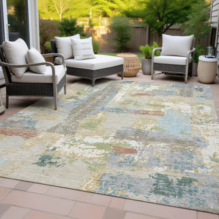 Piper Looms Chantille Abstract ACN2212 Beige Machine Washable Area Rug Outdoor Lifestyle Image Feature