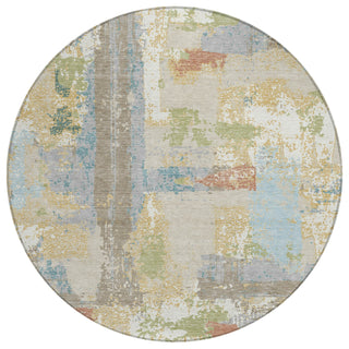Piper Looms Chantille Abstract ACN2212 Beige Machine Washable Area Rug Round Main Image