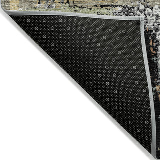Piper Looms Chantille Abstract ACN2212 Black Machine Washable Area Rug Backing Image