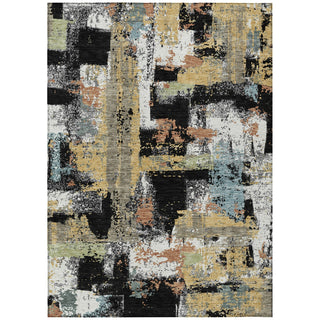 Piper Looms Chantille Abstract ACN2212 Black Machine Washable Area Rug main image