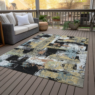 Piper Looms Chantille Abstract ACN2212 Black Machine Washable Area Rug Outdoor Lifestyle Image Feature