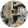 Piper Looms Chantille Abstract ACN2212 Black Machine Washable Area Rug Round Main Image