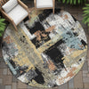 Piper Looms Chantille Abstract ACN2212 Black Machine Washable Area Rug Round Outdoor Lifestyle Image Feature