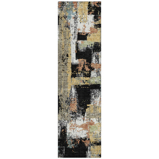 Piper Looms Chantille Abstract ACN2212 Black Machine Washable Area Rug Runner Main Image